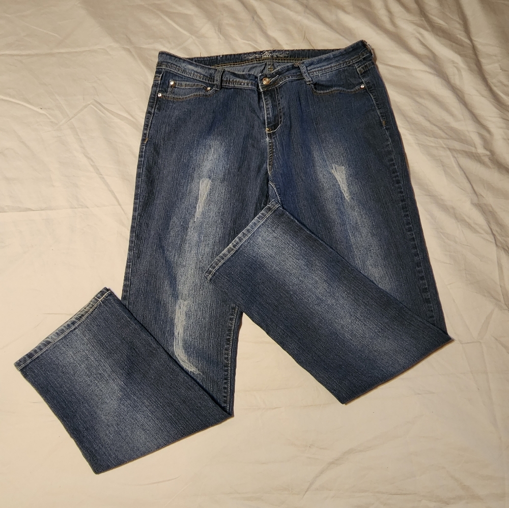 Luv Jeans distressed jeans with bedazzled pockets